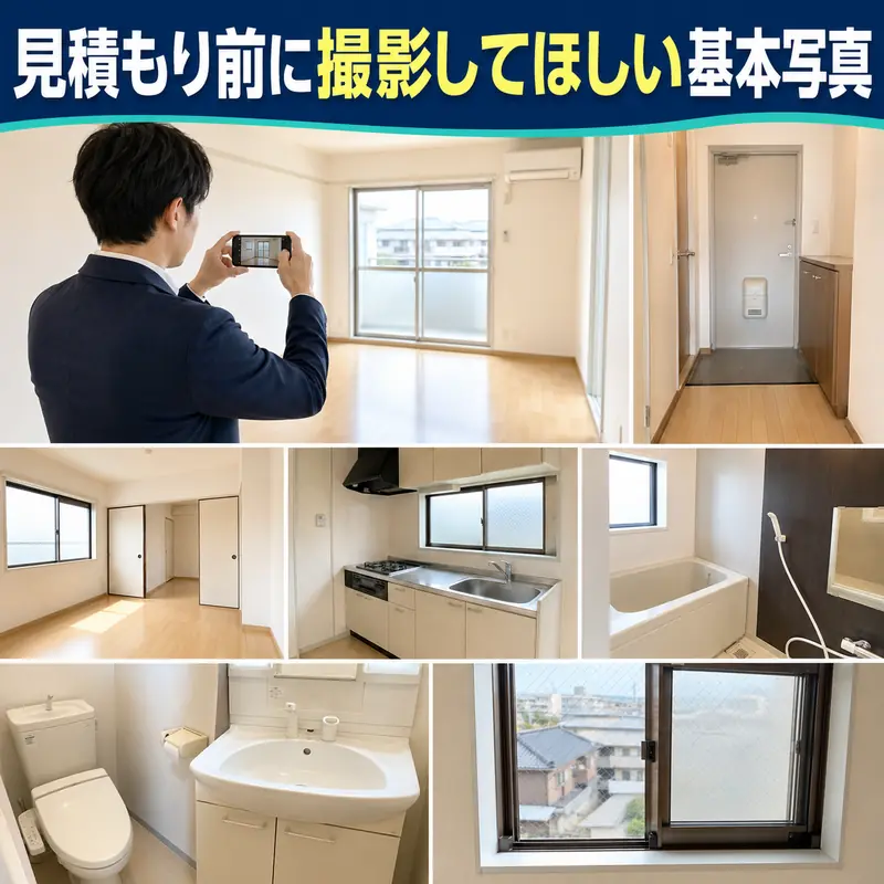 空室清掃の見積もり前に撮影しておきたい玄関・居室・キッチン・浴室・トイレ・洗面台・窓